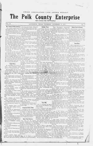Primary view of object titled 'The Polk County Enterprise (Livingston, Tex.), Vol. 9, No. 11, Ed. 1 Thursday, November 28, 1912'.