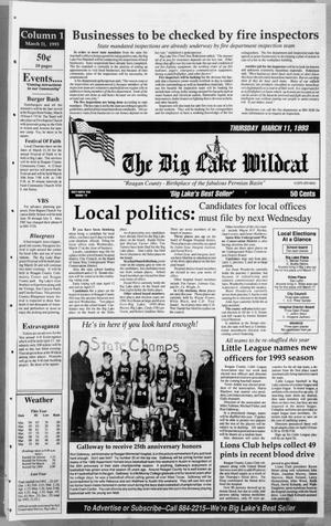 The Big Lake Wildcat (Big Lake, Tex.), Vol. SIXTY EIGHTH YEAR, No. 10, Ed. 1 Thursday, March 11, 1993