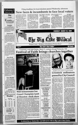 The Big Lake Wildcat (Big Lake, Tex.), Vol. SIXTY EIGHTH YEAR, No. 11, Ed. 1 Thursday, March 18, 1993