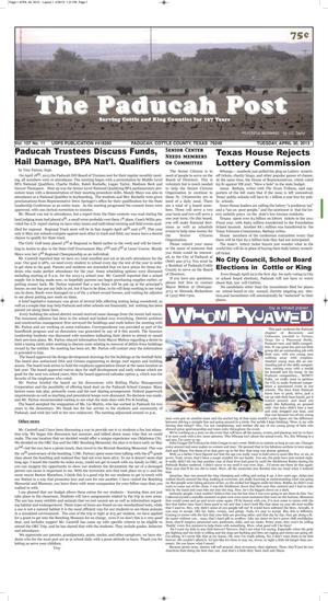 The Paducah Post (Paducah, Tex.), Vol. 107, No. 11, Ed. 1 Tuesday, April 30, 2013