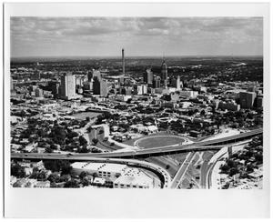 Primary view of object titled 'Aerial view of downtown San Antonio, Texas'.