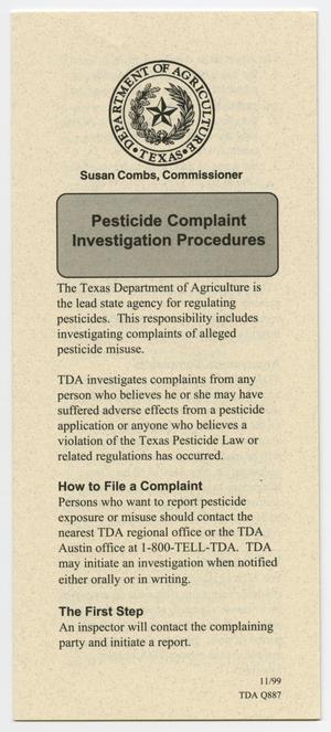 Pesticide Complaint Investigation Procedures