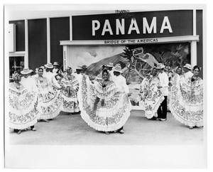 Dancers performing in front of the Panama pavilion at HemisFair '68