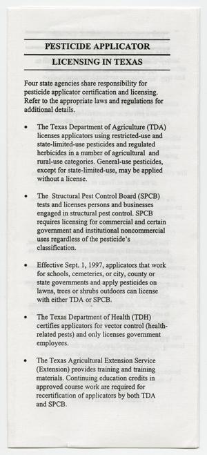 Pesticide Applicator Licensing in Texas