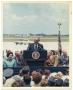 Primary view of Governor John Connally speaking to a crowd at Randolph Air Force Base
