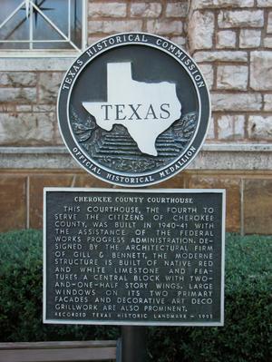 Historic Plaque, Cherokee County Courthouse