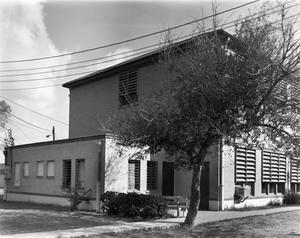 Primary view of object titled '[Henrietta M. King High School, (Rear oblique. West and South facades.)]'.