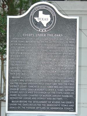 Primary view of object titled 'Historic Plaque, Courts Under the Oaks'.