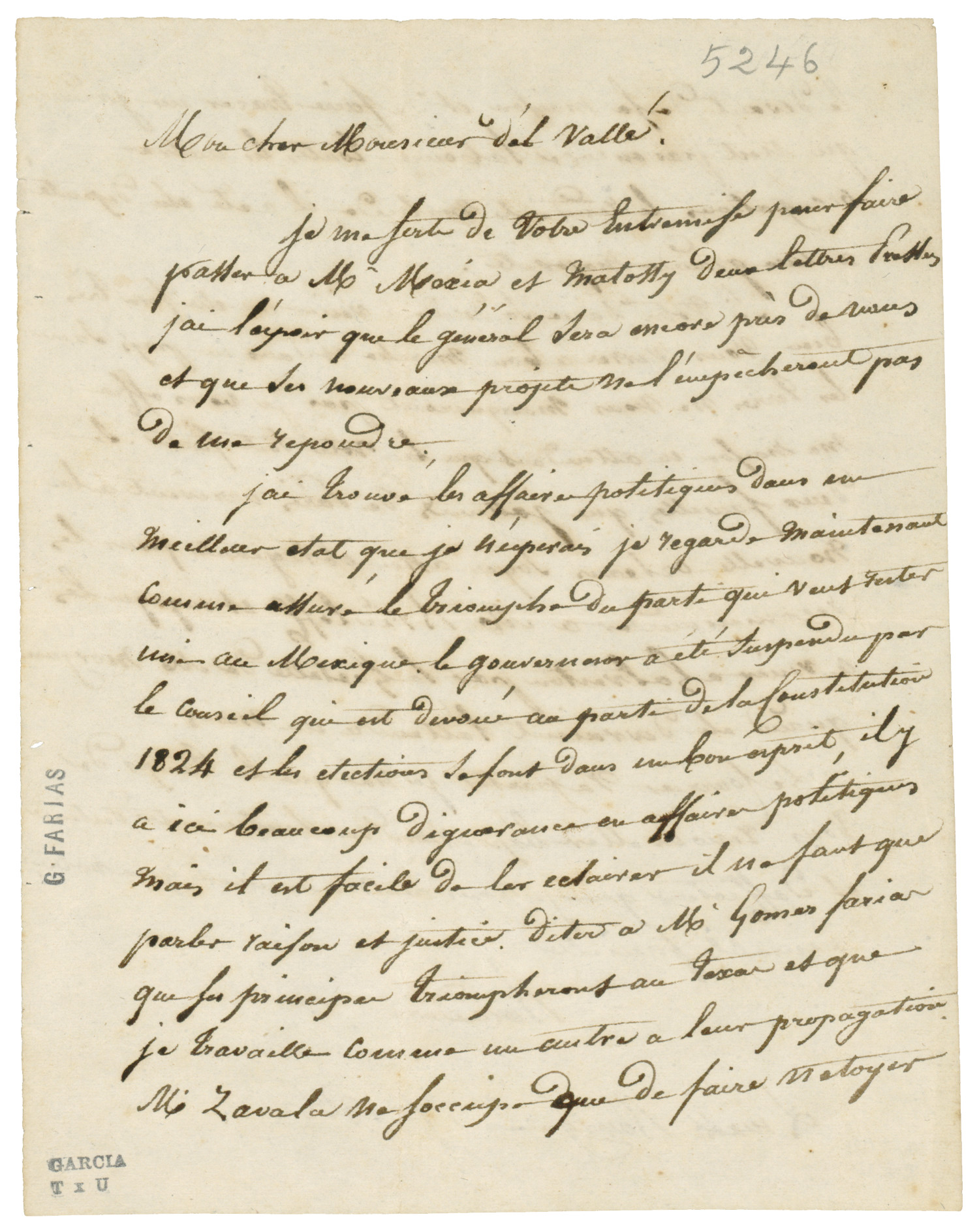 [Letter from Baradere to de Valle, February 3, 1836]
                                                
                                                    [Sequence #]: 1 of 2
                                                