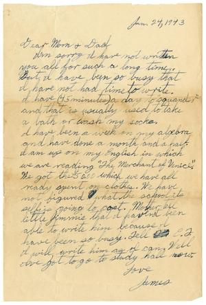 [Letter by James Sutherlin to his parents - 01/24/1943]