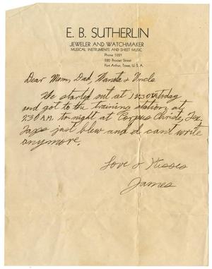 [Letter by James Sutherlin to his parents, "Waneta" and uncle - 07/21/1943]