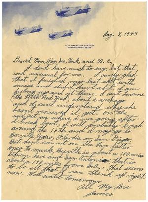 [Letter by James Sutherlin to his family - 08/08/1943]