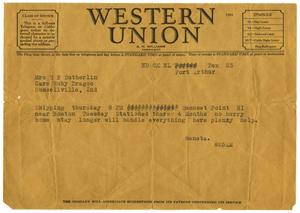 Primary view of object titled '[Telegram by Waneta Sutherlin Bowman to her mother]'.
