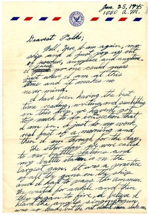 [Letter by James Sutherlin to his parents - 01/25/1945]