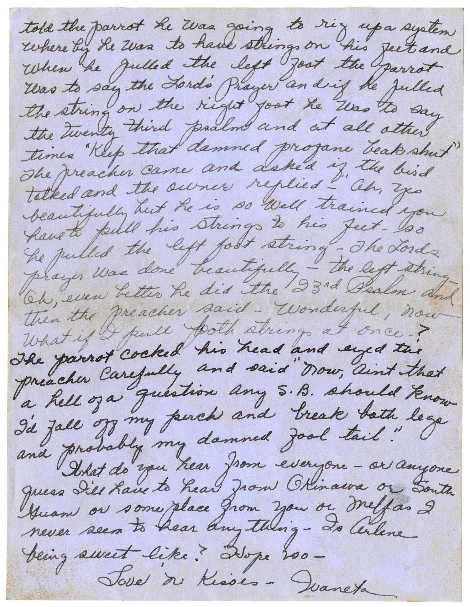 [Letter by Waneta Sutherlin Bowman to James E. Sutherlin - May 10, 1945]
                                                
                                                    [Sequence #]: 5 of 8
                                                