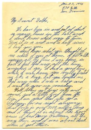 [Letter by James Sutherlin to his parents - 01/22/1946]