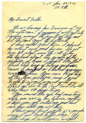 [Letter by James Sutherlin to his parents - 01/29/1946]