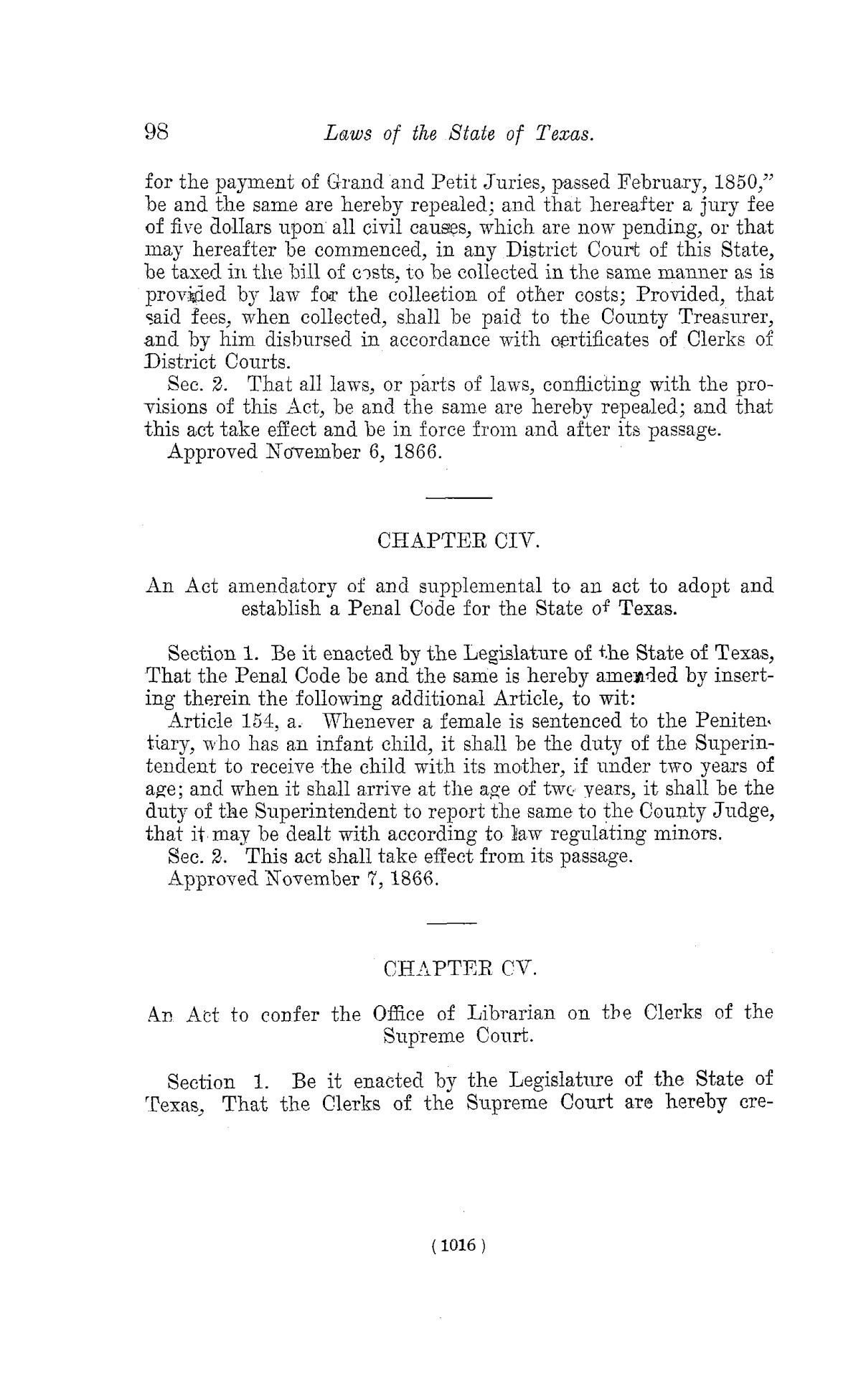 The Laws of Texas, 1822-1897 Volume 5
                                                
                                                    1016
                                                