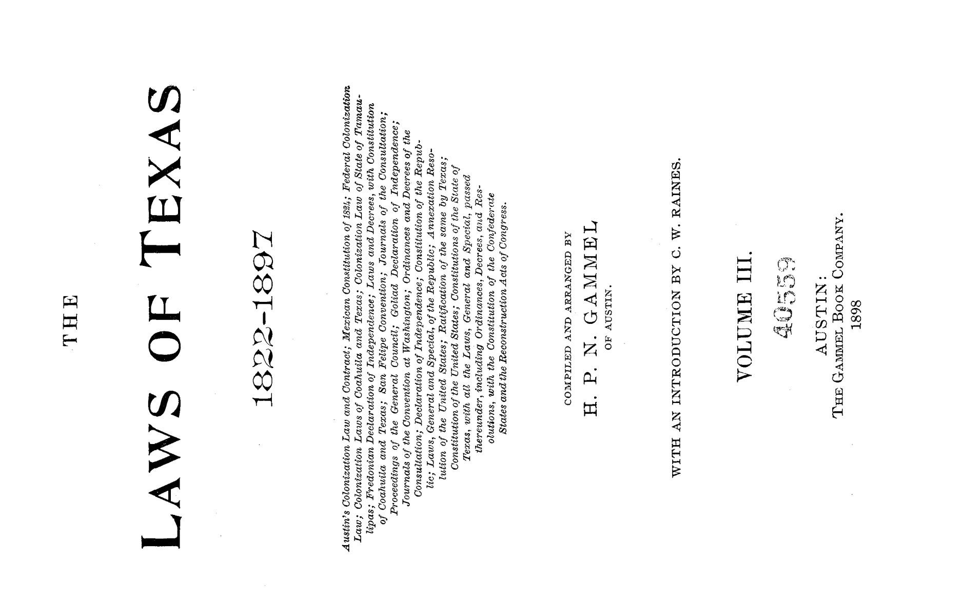 The Laws of Texas, 1822-1897 Volume 3
                                                
                                                    A
                                                