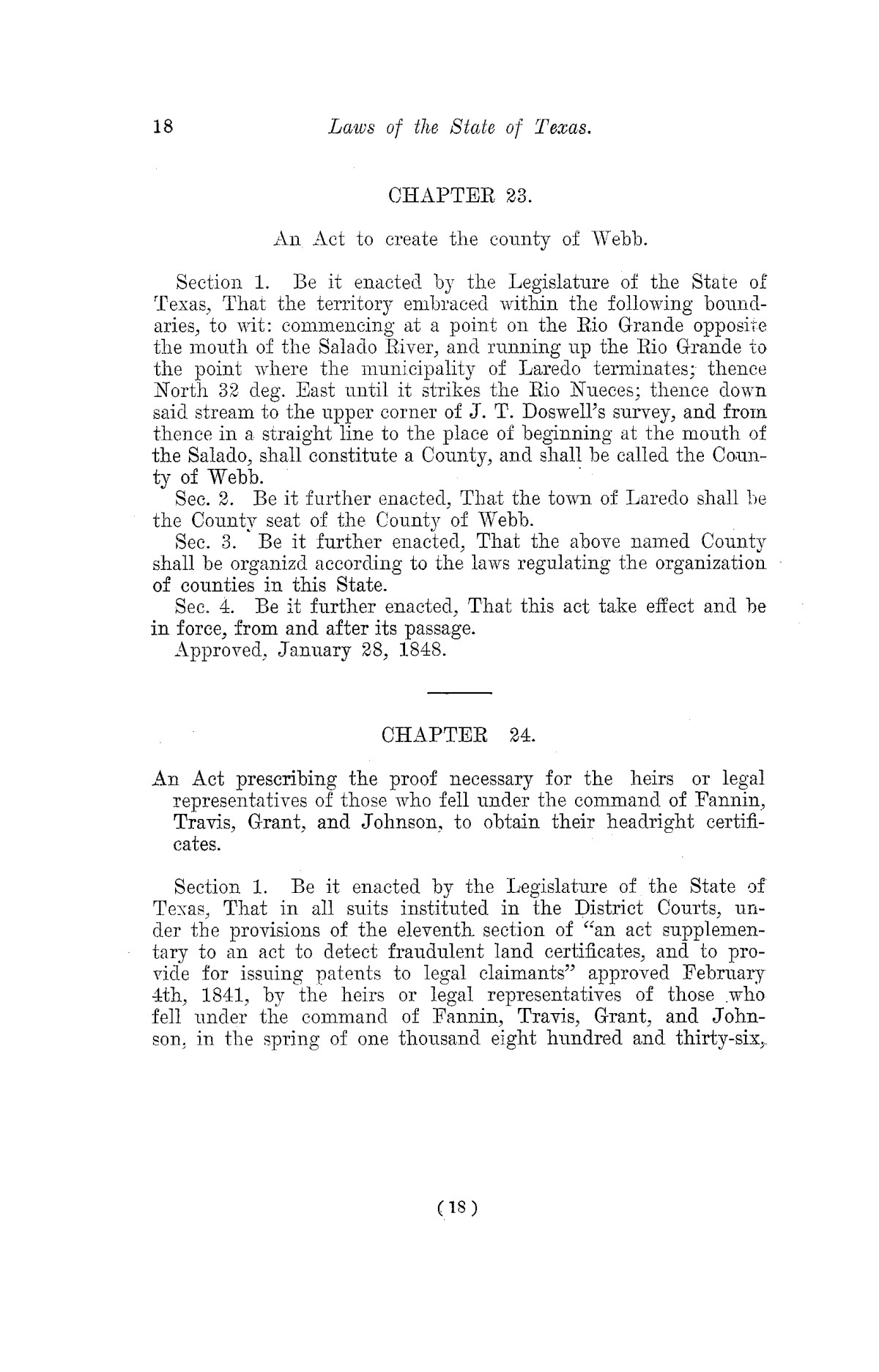 The Laws of Texas, 1822-1897 Volume 3
                                                
                                                    18
                                                