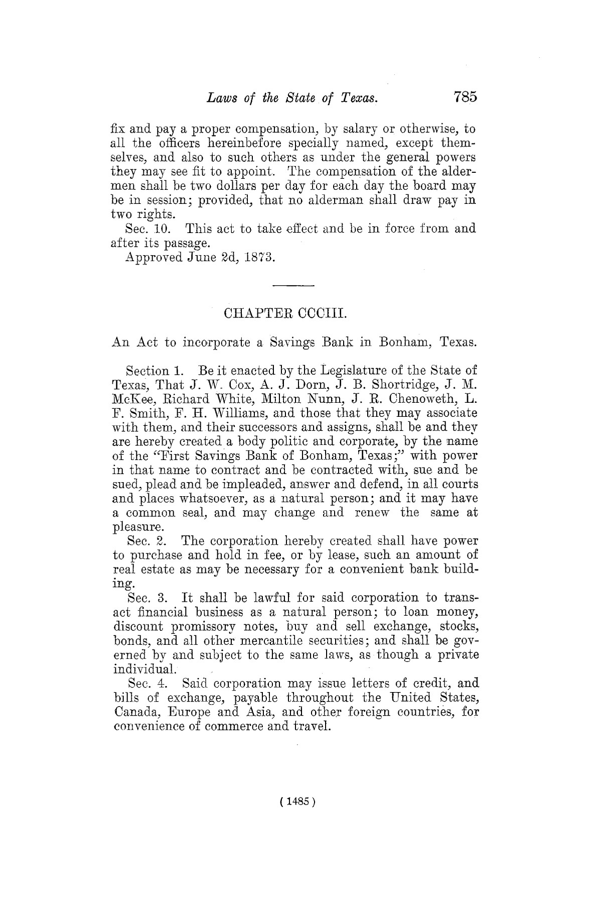 The Laws of Texas, 1822-1897 Volume 7
                                                
                                                    1485
                                                