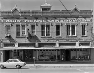 [Henne Hardware Building, (East elevation and store front)]