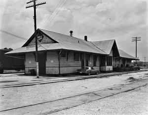 Primary view of object titled '[Missouri-Kansas-Texas Depot, (Northwest oblique)]'.