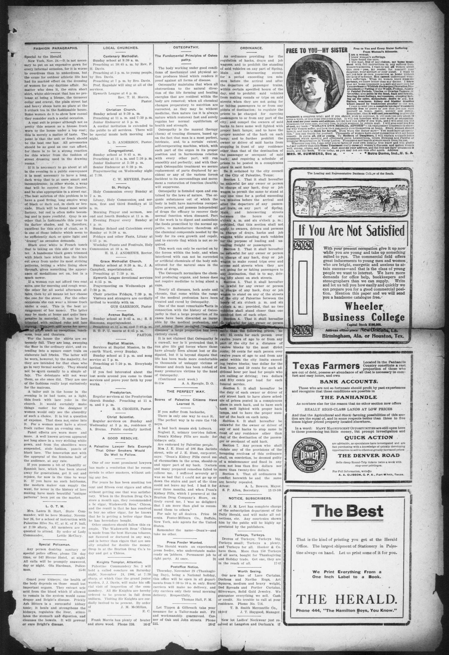 Palestine Daily Herald (Palestine, Tex), Vol. 5, No. 114, Ed. 1, Saturday, November 24, 1906
                                                
                                                    [Sequence #]: 3 of 8
                                                