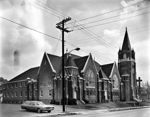 [Grace Methodist Church, (Facing Southeast view of Northwest corner)]