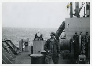 Primary view of object titled '[Photograph of Soldier on Deck]'.