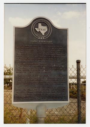 Primary view of object titled '[Camp Barkeley Historical Marker]'.