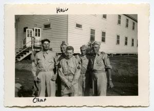 [Photograph of Five Soldiers at Camp]