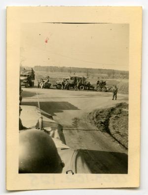 Primary view of object titled '[Photograph of Army Vehicles in Germany]'.