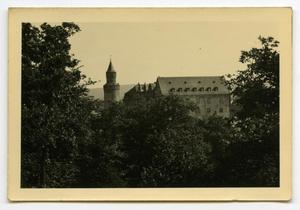 Primary view of object titled '[Photograph of a Building with a Large Tower]'.