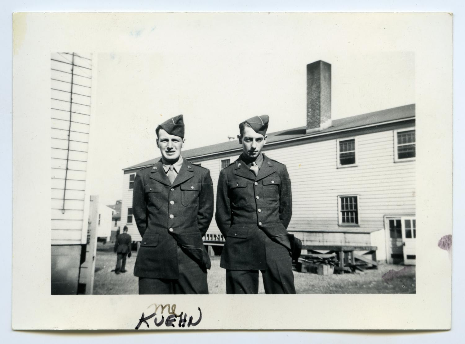 [Photograph of Two Soldiers at Camp]
                                                
                                                    [Sequence #]: 1 of 2
                                                