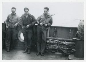 Primary view of object titled '[Photograph of Soldiers on Deck of Ship]'.