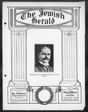 Primary view of object titled 'The Jewish Herald (Houston, Tex.), Vol. 2, No. 26, Ed. 1, Thursday, March 10, 1910'.
