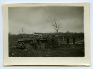 [Soldiers Standing Next to a German Tank]