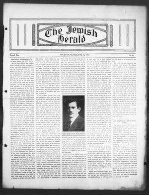 Primary view of object titled 'The Jewish Herald (Houston, Tex.), Vol. 2, No. 40, Ed. 1, Thursday, June 16, 1910'.