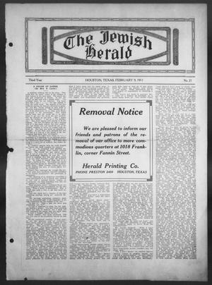 The Jewish Herald (Houston, Tex.), Vol. 3, No. 21, Ed. 1, Thursday, February 9, 1911