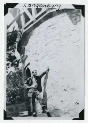 Primary view of object titled '[Man Against Stone Tower]'.