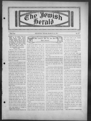 The Jewish Herald (Houston, Tex.), Vol. 3, No. 27, Ed. 1, Thursday, March 23, 1911