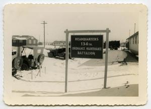[Photograph of 134th Ordinance Maintenenace Battalion Headquaters at Camp Barkeley]