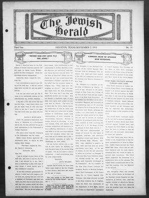The Jewish Herald (Houston, Tex.), Vol. 3, No. 51, Ed. 1, Thursday, September 7, 1911