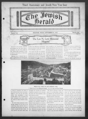 The Jewish Herald (Houston, Tex.), Vol. 4, No. 1, Ed. 1, Thursday, September 21, 1911