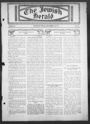 Primary view of object titled 'The Jewish Herald (Houston, Tex.), Vol. 4, No. 15, Ed. 1, Thursday, December 28, 1911'.
