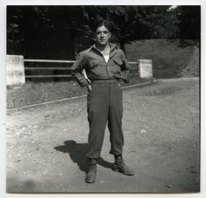 Primary view of object titled '[Photograph of Soldier in Road]'.
