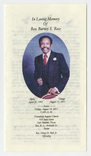 [Funeral Program for Burney S. Ross, August 19, 2011]