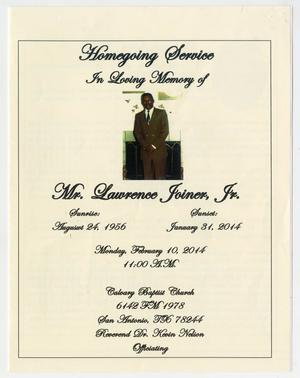 [Funeral Program for Lawrence Joiner, Jr., February 10, 2014]