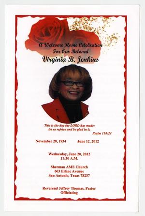 [Funeral Program for Virginia B. Jenkins, June 20, 2012]